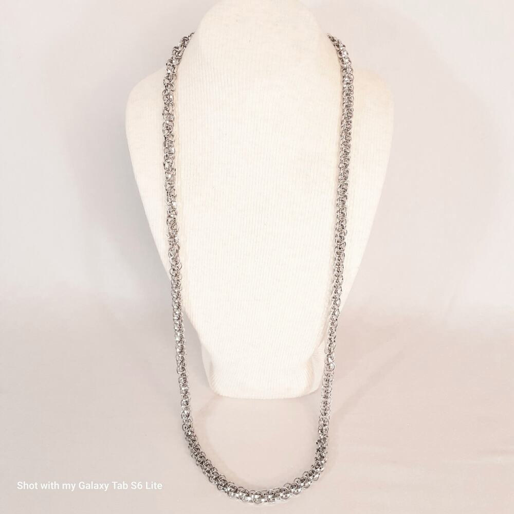 💎Triple Link Silver Tone Opera Necklace Slide Clasp